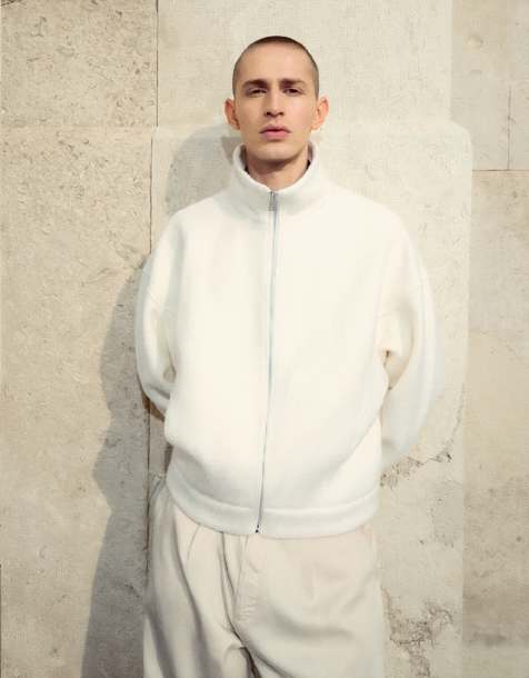 Bershka - Collection - Fleece jack met rits in ecru - view 1