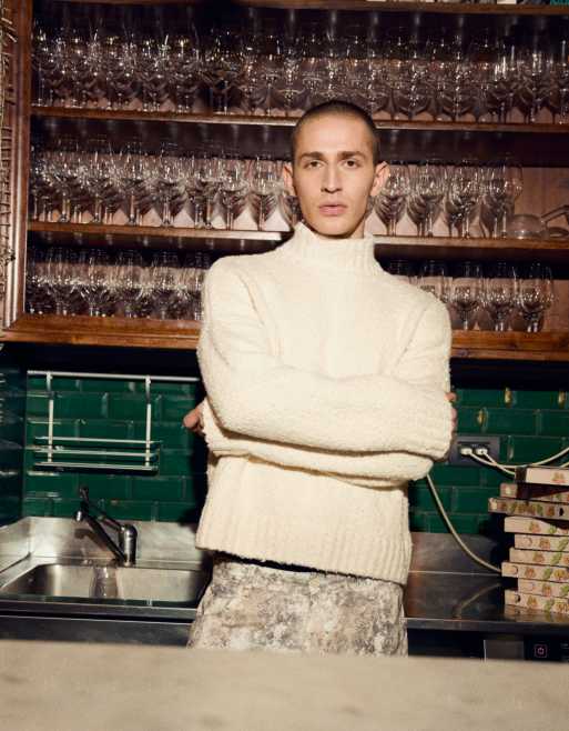 Bershka - Collection - Gebreide trui met textuur in ecru