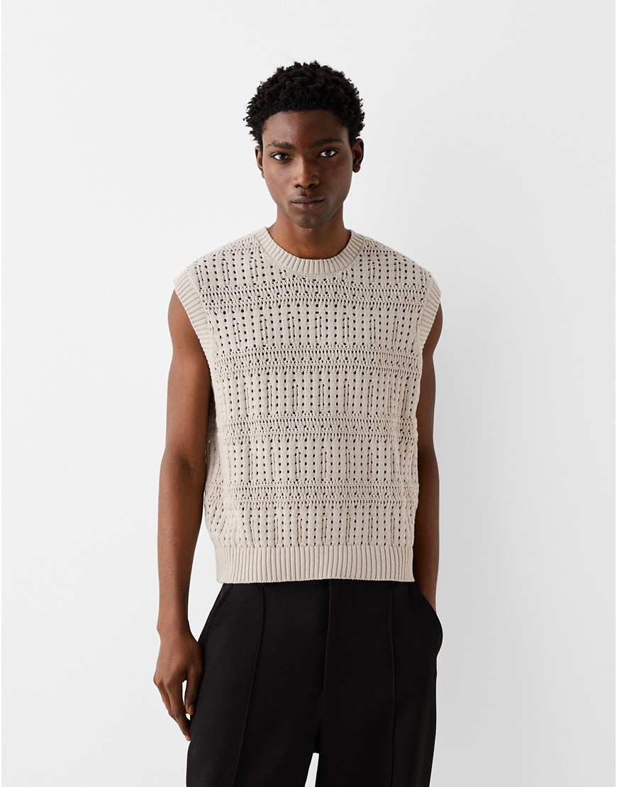 Bershka Collection knitted vest in white