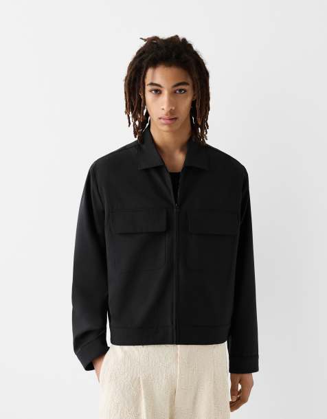 Bershka Collection long sleeve shirt in black - view 1