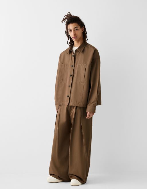 Bershka - Collection - Pantaloni sartoriali ampi color cuoio