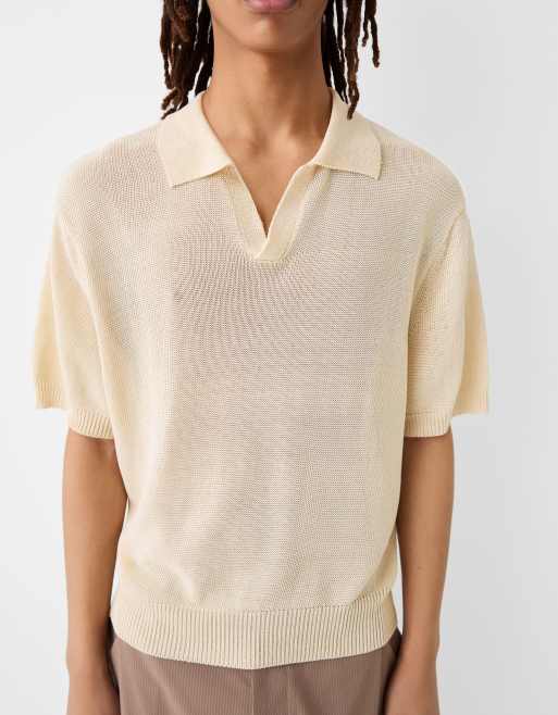 Bershka Collection sheer polo neck top in ecru, 2 of 4
