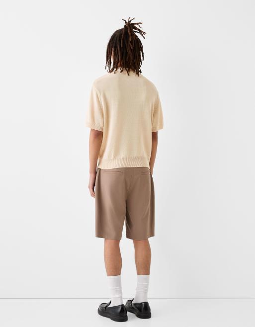 Bershka Collection sheer polo neck top in ecru, 3 of 4