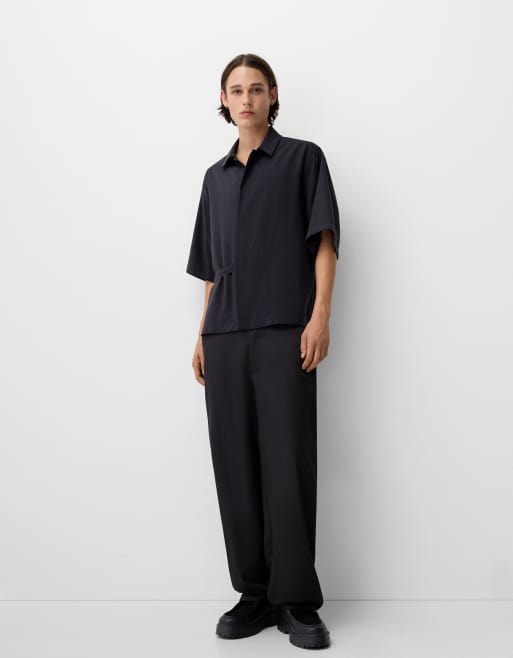Bershka - Collection - Sorte skræddersyede bukser i poset pasform