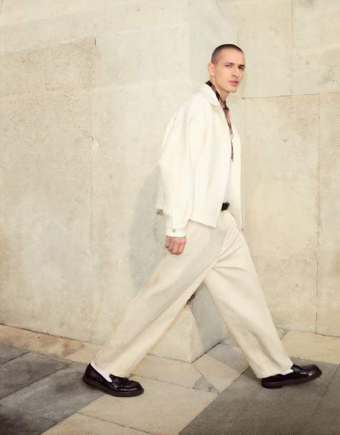 Bershka Collection tailored trouser in sand - view 1