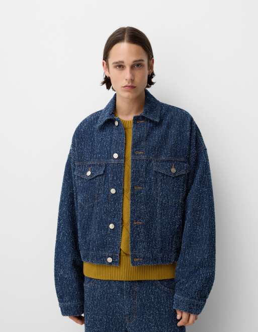 Bershka Collection textured denim co ord jacket in blue ASOS