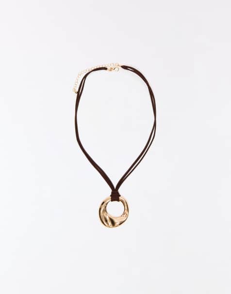 Bershka - Collier à lanière cordon - Doré - view 1