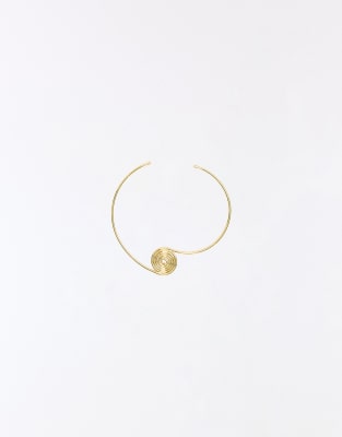 Bershka - Collier rigide avec pendentif spirale - Doré