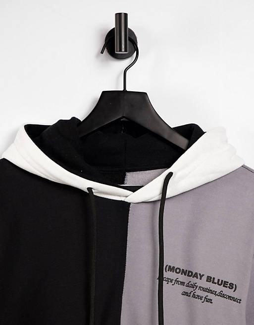 Bershka color block hoodie in black | ASOS