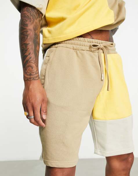 Bershka colour block shorts co ord in brown - view 1