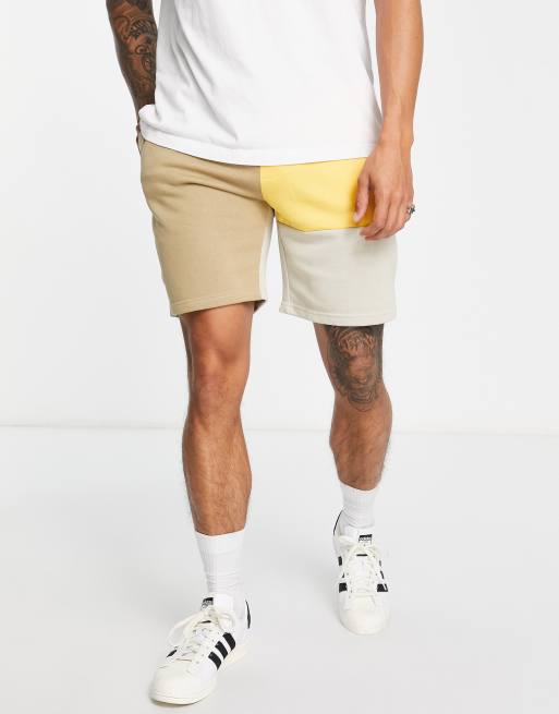 Bershka colour block shorts in brown (part of a set), 3 of 4