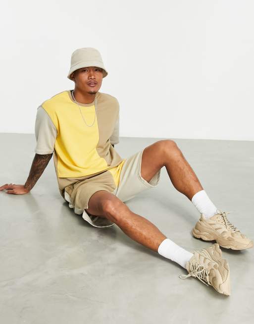 Bershka colour block shorts in brown (part of a set), 2 of 4