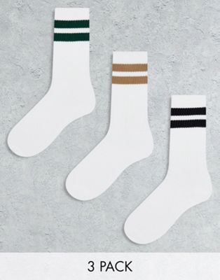 Bershka coloured stripe socks in white