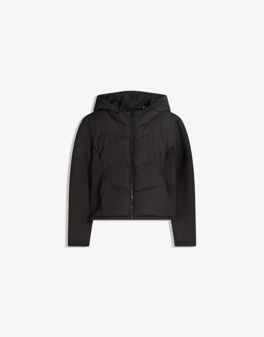 Bershka – Combined – Kapuzenjacke in Schwarz mit Neopren-Optik, 3 von 4