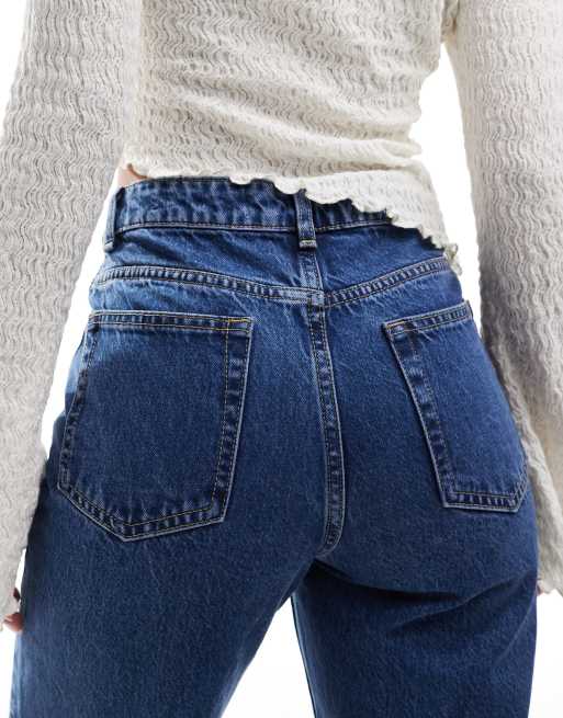 Bershka comfort fit mom jeans in authentic blue, 4 of 5