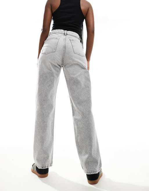 Bershka comfort fit mom jeans in gray