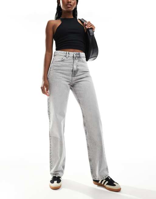 Bershka comfort fit mom jeans in gray