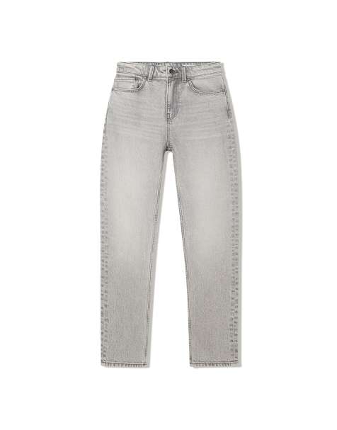 Bershka - Comfortabele mom jeans met hoge taille in lichtgrijs - view 1