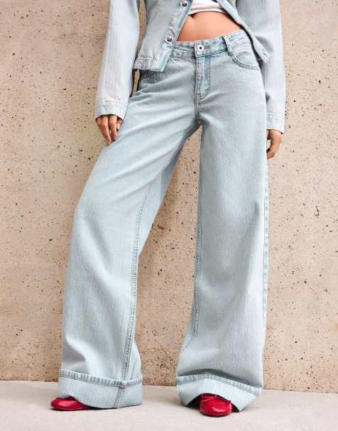 Bershka - Completo in denim azzurro testurizzato - view 1