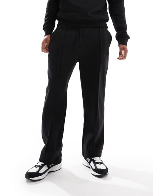 Bershka Completo nero in jersey con felpa con cappuccio e joggers a fondo ampio