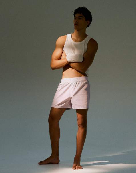 Bershka confezione da 2 boxer in popeline rosa chiaro - view 1