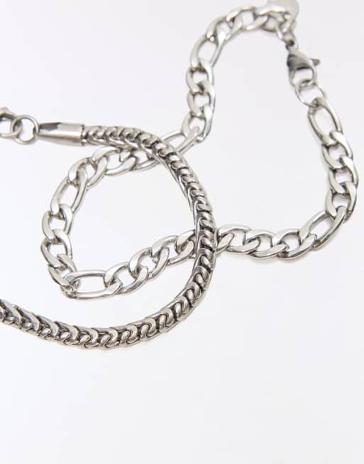 Bershka confezione da 2 bracciali a maglia in acciaio color argento, 2 di 4