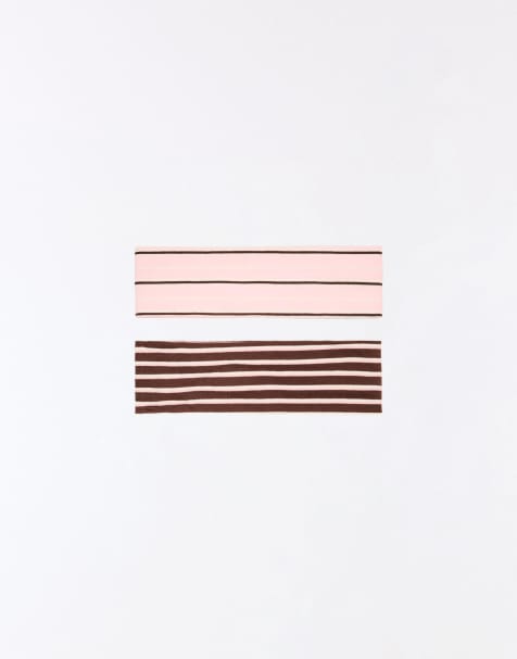 Bershka - Confezione da 2 fasce marroni stampate - view 1