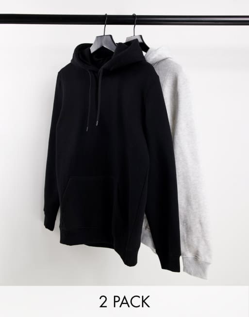 Bershka - Confezione da 2 felpe con cappuccio nera e grigia