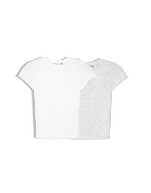 Bershka - Confezione da 2 T-shirt a maniche corte con scollo rotondo nera e grigia, 4 di 4