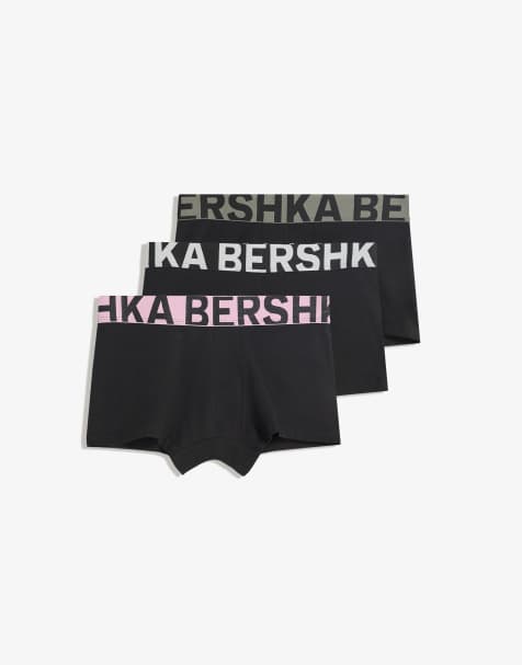 Bershka - Confezione da 3 boxer aderenti con fascia ampia rosa in vita - view 1