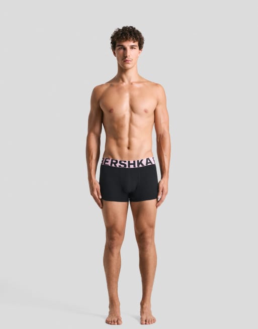 Bershka Confezione da boxer aderenti con fascia ampia rosa in