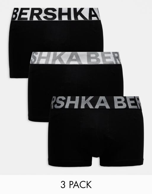 Bershka - Confezione da 3 boxer neri con elastico in vita a contrasto