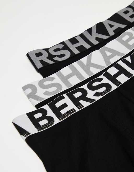 Bershka - Confezione da 3 boxer neri con elastico in vita a contrasto, 2 di 4