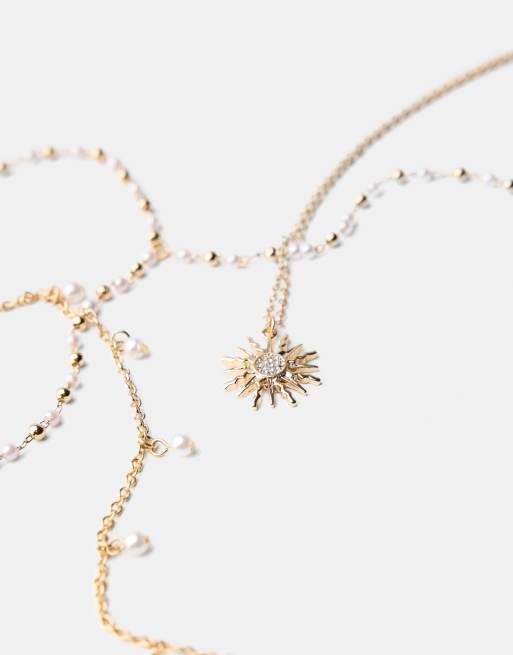 Bershka - Confezione da 3 collane con ciondolo color oro, 4 di 5
