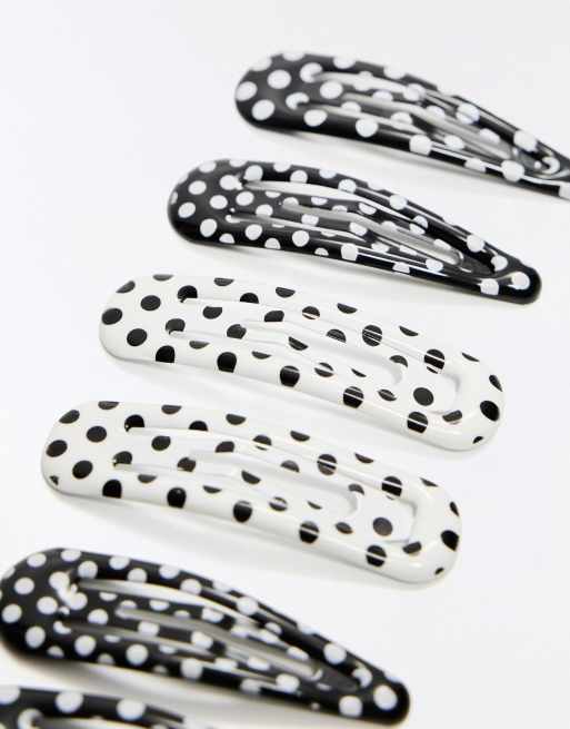 Bershka - Confezione da 3 mollette a pois bianchi, 3 di 3