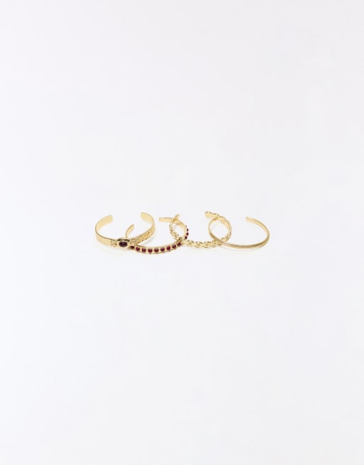 Bershka - Confezione da 4 bracciali con pietre artificiali color oro