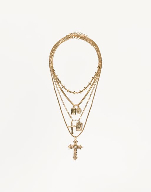 Bershka - Confezione da 4 collane color oro con ciondoli