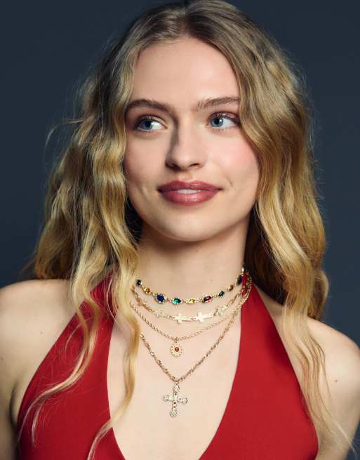 Bershka - Confezione da 4 collane con ciondolo color oro