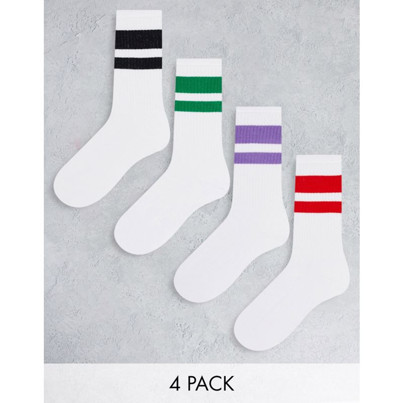Bershka - Confezione da quattro paia di calzini sportivi bianchi