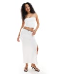 [Bershka] Bershka contrast bow trim midi skirt in white & black XL WHITE