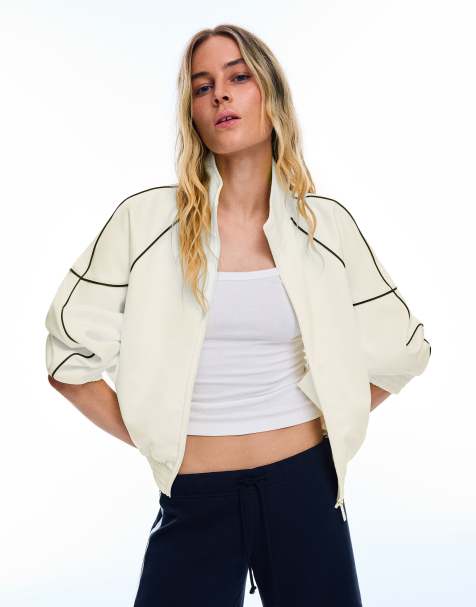 Bershka Contrast high neck jacket in ecru - view 1