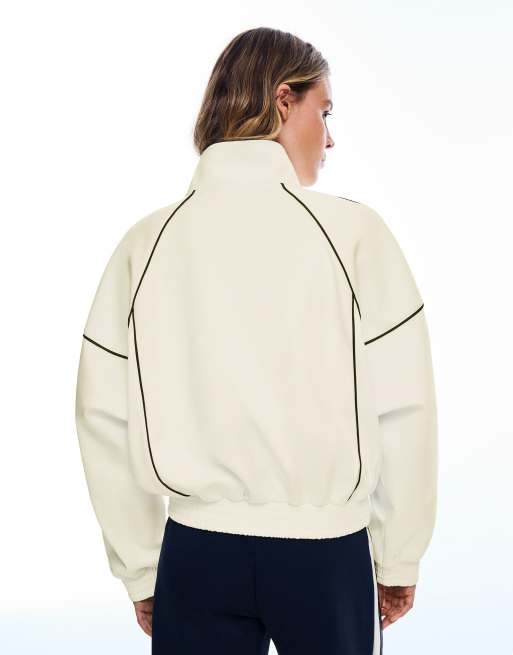 Bershka Contrast high neck jacket in ecru, 3 of 5