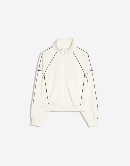 Bershka Contrast high neck jacket in ecru, 5 of 5