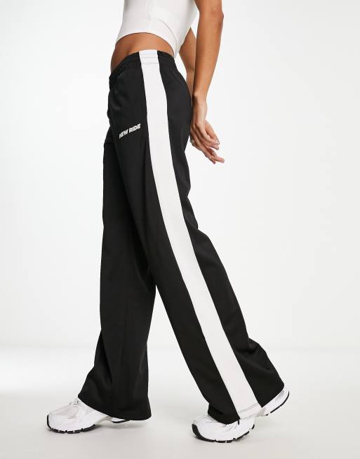 Bershka contrast panel track pants in black | ASOS