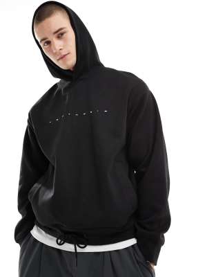 Bershka contrast printed hoodie in black