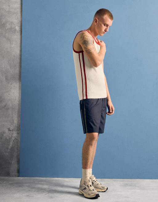 Bershka Contrast rib vest top in white, 2 of 4