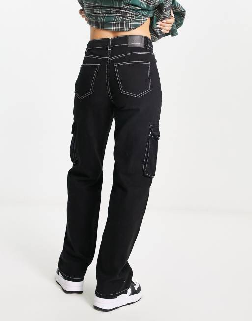 Jeans neri con cuciture on sale bianche