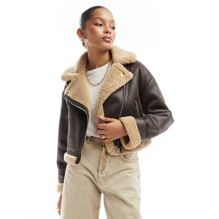 Bershka shearling jacket hotsell