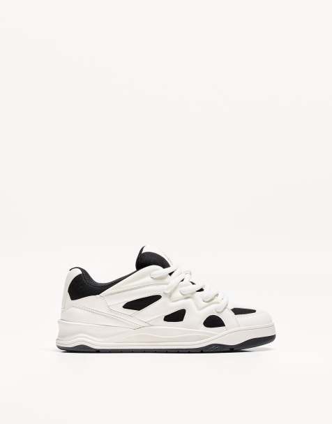 Bershka contrast skate trainers in white - WHITE - view 1