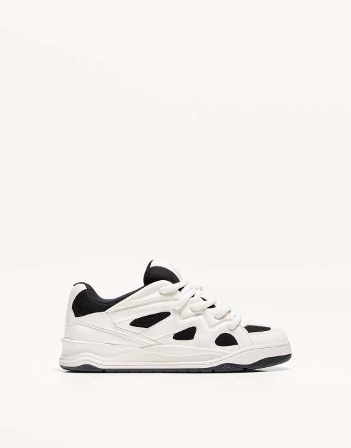 Bershka contrast skate trainers in white - WHITE